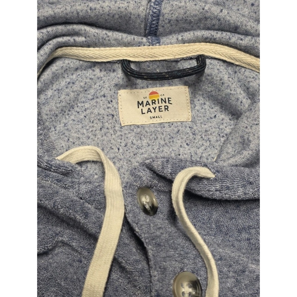 Marine Layer Terry Montecito Beach Hoodie Mens Size Small Blue Coastal Boat - Picture 4 of 9